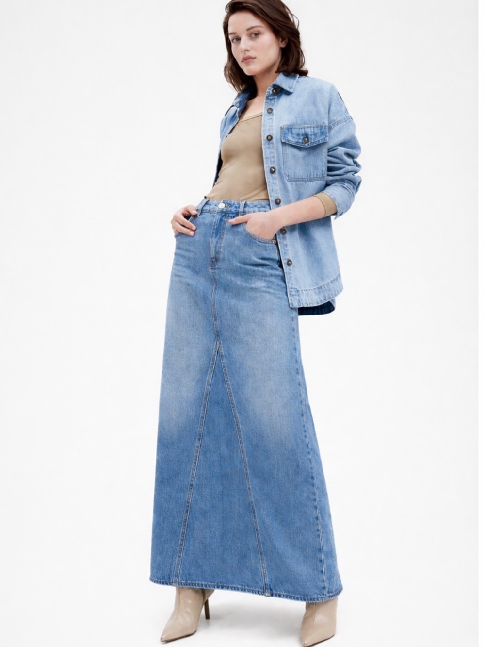 Levi’s Lightly Distressed Denim Maxi Skirt